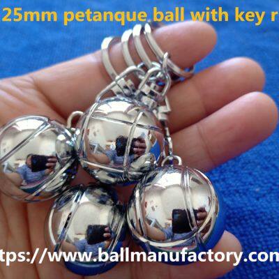 Metal key ring with Dia. 25mm petanque boules ball great gifts and souvenir