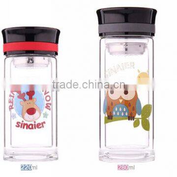 hot sale fashion and colorful double wall borosilicate thermos glass