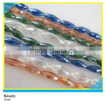 Colorful Oval Shape Loose Strands Of Crystal Glass Beads 8*18 mm