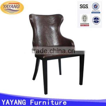 Modern High Back Heavy Duty Metal Leather Dining Room Chairs Wood Furniture photo-2
