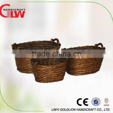 Set of 3 oval willow basket for egg storage