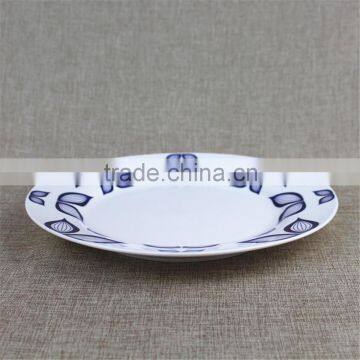10.5 Inch Broadside Round Shape Porcelain White Glazed Blue Lotus Flower Decrated Inexpensive Hebei Factory 20PCS Ceramic Dinner photo-2