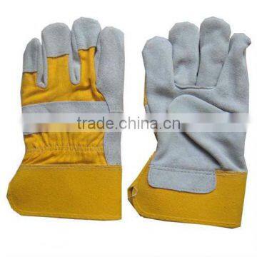 Reinforced Palm Cow Split Leather Working Gloves with Pasty Cuff for Welding