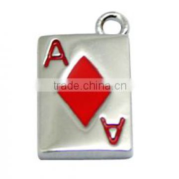 Red poker key chain Poker with square key chain Enamel poker key chain