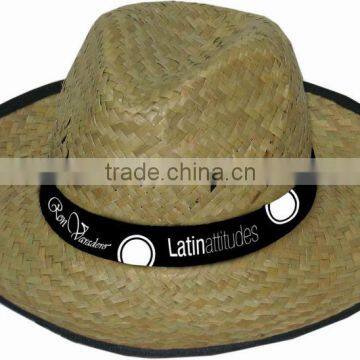 Straw hat with ribbon