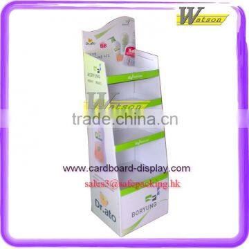 Shampoo and Lotion promotional Cardboard floor display stand
