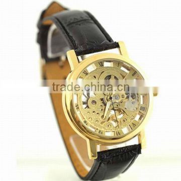 hot! 2013 latest skeleton winnerwatch mens leather strap winner watch