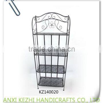KZ140008 4 Tiers Wrought Iron Indoor Home Supermarket Shelf Metal Vegetable Rack photo-4