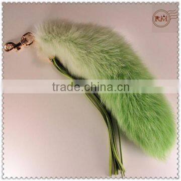Dyed Color Genuine Fox Tail Keychains With Leather Tassels photo-4
