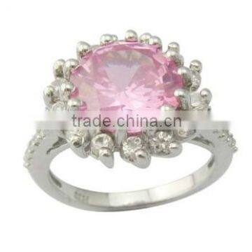 fashion pink color zircon jewelry ring,silver ring,Bridal Ring