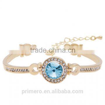 Classic Colorful 18K Gold Plating Austrian Round Crystals Bangle Bracelet for Women photo-3