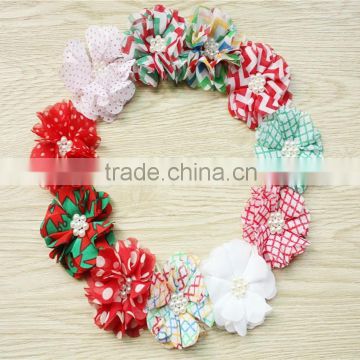 hair tie/chiffon flowers with pearls/many color to choose