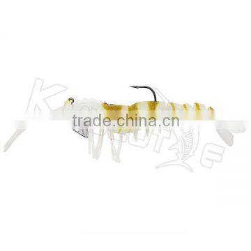 CHS007 soft plastic prawn lure for cuttle fish TPR jointed body soft fishing lures