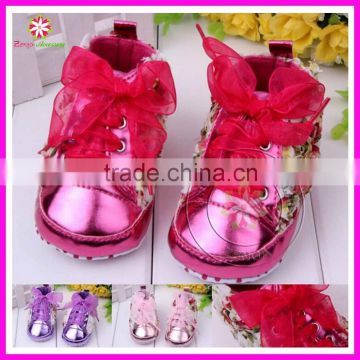 Solid bow rose flower princess skid-proof baby toddler shoes