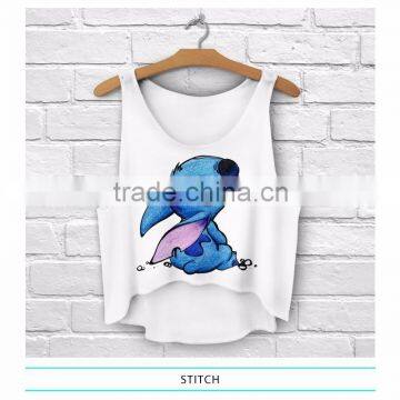 2015 Wholesale Women Summer Short Sleeve Logo Print Custom Made of 100% Acrylic burnout tank top                        
                                                Quality Choice