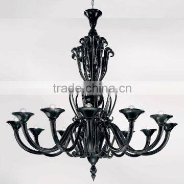 Modern Black Colored Glass Chandelier Lighting Pendant Hanging Light Fixture CZ3579/12