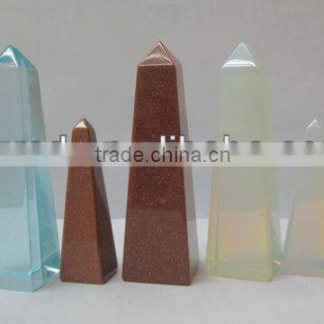 Gemstone opal glass pyramid jewelry beads