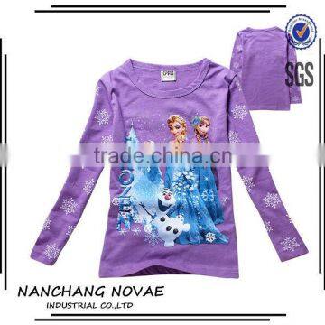 Girls Cartoon Frozen T-shirt Cute Anna Elsa Pattern Long Sleeve Tees Children Kids T Shirt Spring Autumn Clothing elsa t-shirt