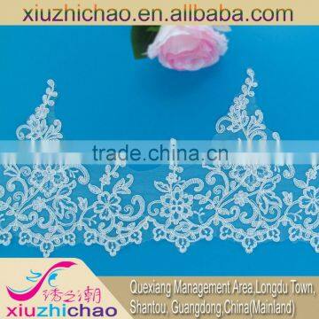 T0162 White Flower Garment Accessories Polyester Applique Lace Trim Embroidery Design photo-2