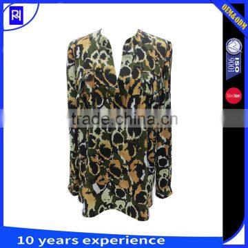 100% Silk CDC Printed Shirt Blouse for Lady's Women Classic Long Sleeve Casual Fit