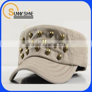 Sunny Shine cotton denim flat topped baseball Cap Hats skull rivet hats