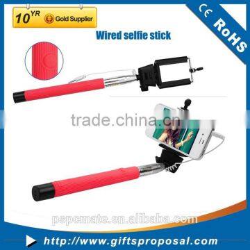 2015 popular factory price selfie stick with Audio cable