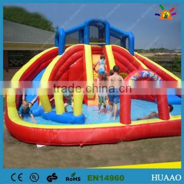 0.55 pvc commercial inflatable water slide with pool