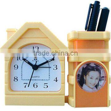 table promotional penholder clocks, penholder clock, alarm clock with penholder