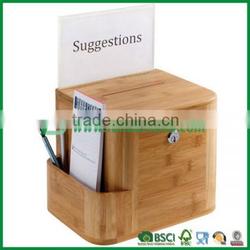 bamboo office suggestions box with pencil holder ,bamboo office accessories