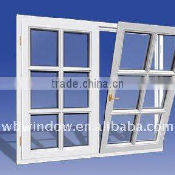 Elegant double leaf PVC tilt open window with grills design