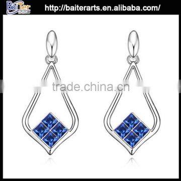 Popular jewelry alloy austria crystal blue drop earrings