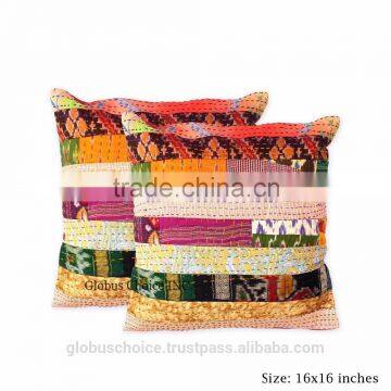 Indian Vintage Quilt Kantha Handmade Aft Decore Cushion Cover