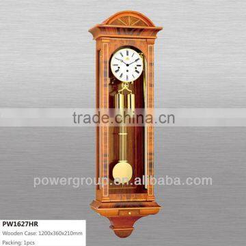 Import rosewood wall clocks for home decorative Golden pendulum with melody CE/FCC/ISO standrad Good quality PW1627HR