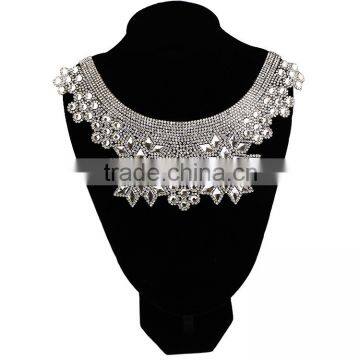 Factory Direct Hot Sale Handmade Beaded Neckline Applique Collar for Apparel Back With Glue Hotfix Can Adhesive Cloth