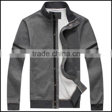 2016 Hot Design Plain Design Crew Neck Sweatshirt Knit Fleece Cardigan Mens Sweatshirt With Button photo-3