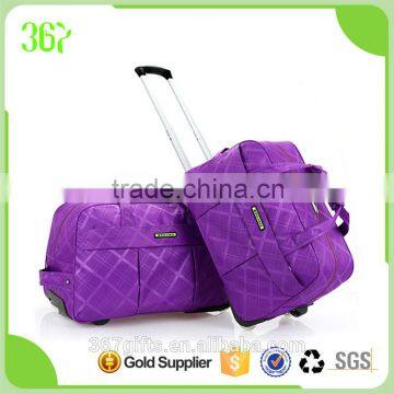 Top Quality Waterproof Polyester Luggage Customized Trolley Bag with Built-in Wheels