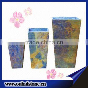 Different dimensions natural rusty slate stone interior flower pot