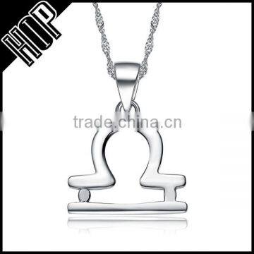 Custom Fashion 925 Silver Plated alloy libra zodian signs charm necklace