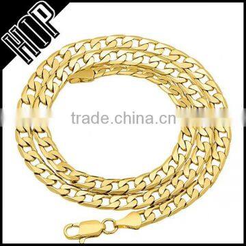 6mm Gold Plated Beveled Cuban Link Curb Chain Necklace