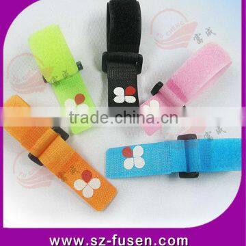 colored and printed magic tape hook&loop straps with buckle cable ties