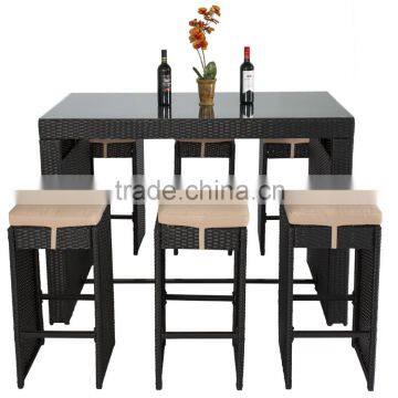 7pc Rattan Wicker Bar Dining Table Patio Furniture Set