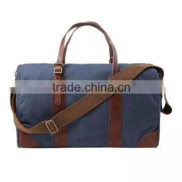custom high quality canvas leather trim weekender bag