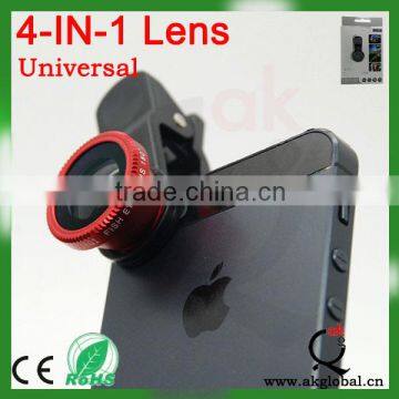 Wholesale 4 in 1 lens for Iphone fisheye/macro/wide angle cpl filter prism lens