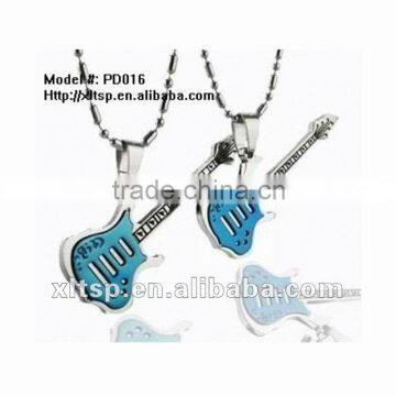 PD016 Newest Fashion Stainless Steel Blue Violin Couple Pendant
