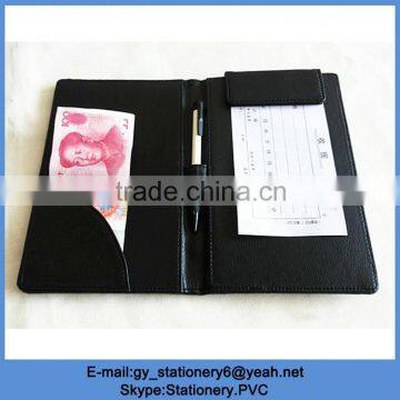 2016 new leather hotel used receipt holder with pen holder