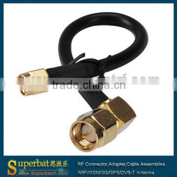 SMA male right angle to SMA male straight wire RF cable KSR195 15cm