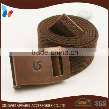 cotton woven braided belt with copper brass metal buckle