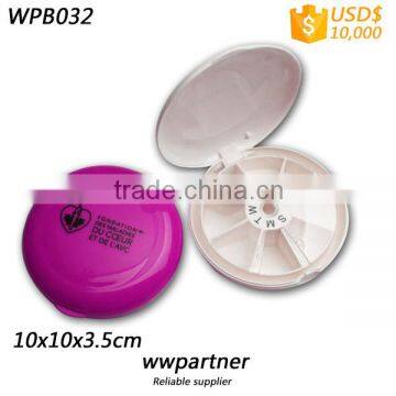 Hot Sale Round 8 day pill box with Lid Custom Printed