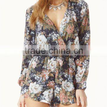 Summer boho floral print adult romper pattern and playsuit for women and ladies - SYK15185