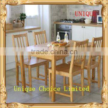 Natural Color Solid Pine Wood Dining Table And Chair Set